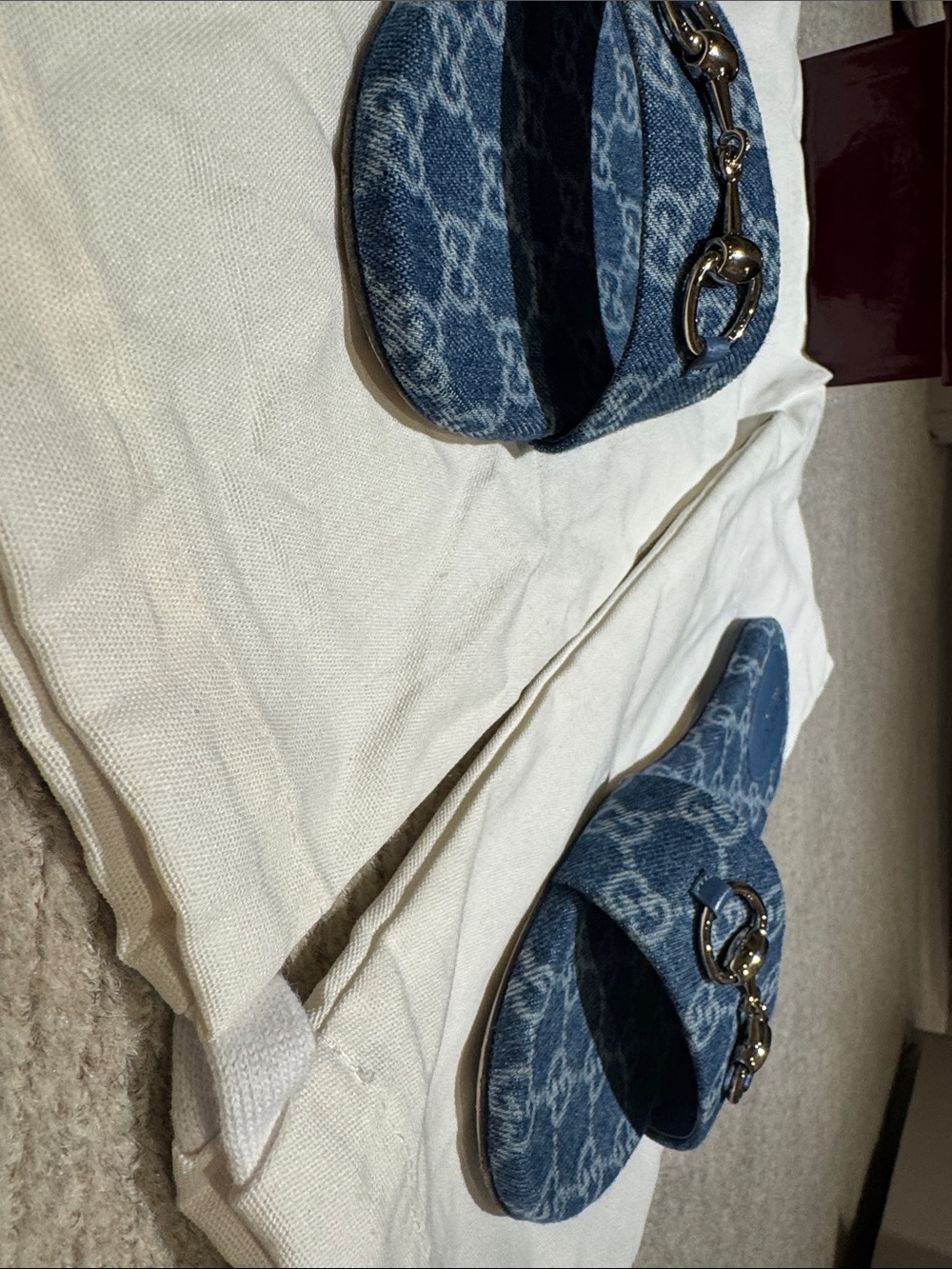 Gucci Blue GG Denim Horsebit Slide Sandals - Picture 7 of 7
